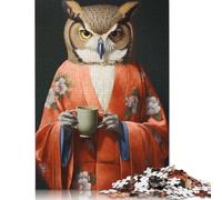 an Owl in Floral Kimono Puzzles 1000 Pièces Cadeau Unique Jeu Éducatif Challenge Toy À De Qualité Supérieure Peinture Art pour Adultes Et Enfants À Partir De 12 Ans 1000pcs (40x28cm)