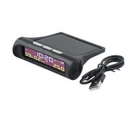 AN01 TPMS Horloge de voiture à énergie solaire avec affichage numérique de la date et de la température intérieure, système de charge automatique