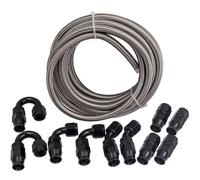 An8 8an 6m 20 Ft Stainless Steel Ptfe Fuel Hose + Hose End Adapter Kit Nouveau