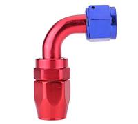 AN8 Adaptateur de Refroidisseur d'huile avec raccord pivotant d'extrémité de Tuyau d'alimentation en Carburant, Bleu et Rouge, anodisé(90°)