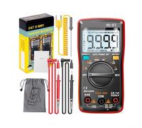 AN8009 Multimètre numérique, 9999 comptes AC/DC testeur de tension et de courant avec NCV sans contact, écran LCD rétroéclairé et support arrière pour électriciens et bricolage (noir)