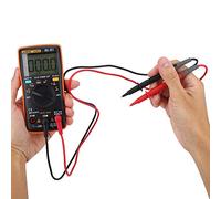 AN8009 Multimètre Numérique Portable, True RMS, LCD Rétroéclairé, Orange, Mesure Tension AC/DC, Courant, Résistance, Température, 130 x 65 x 30 mm