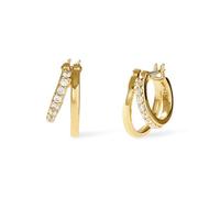 Ana Luisa Toda Boucles d'oreilles créoles doubles en or et argent plaqué or 14 carats et argent rhodié - Hypoallergéniques, résistantes à l'eau, ne ternissent pas - Boucles d'oreilles créoles