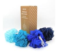 ana wiz Lot de 4 grandes bouffées exfoliantes super douces fabriquées à partir de matériaux 100 % recyclés | Durable, durable et recyclable (sous la mer), Variété