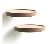 anaan Coracle Etagères Murales Bois Ronde Étagère Flottantes Décoration Exposition Panneau de Bois Rangement pour Photos Plantes Bougie Exposition Design Moderne Lot de 2 (Diamètre Ø18cm)