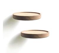 anaan Coracle Etagères Murales Ronde Flottantes Décoration Panneau de Bois Rangement pour Photos Plantes Bougie Exposition Design Moderne Lot de 2 (Diamètre Ø15cm)