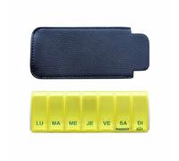 Anabox Box7 - Pilulier Semainier Jaune avec Étui Noir - Boîte à Médicaments 7 Compartiments avec Housse de Protection - Dispositif Médical fabriqué en Allemagne