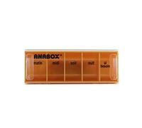 Anabox - Pilulier journalier 5 compartiments - Organisateur de médicaments quotidien Or - Cases Matin Midi Soir Nuit + Urgence - Système sécurisé - Lavable lave-vaisselle
