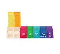 Anabox - Pilulier Semainier Box7 Multicolore - Organisateur de Médicaments 7 Jours avec Séparateur - Boîte à Pilules Double Compartiment - Compact et Lavable - Fabriqué en Allemagne