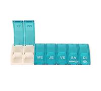 Anabox - Pilulier Semainier Box7 Turquoise - Organisateur de Médicaments 7 Jours avec Séparateur - Boîte à Pilules Double Compartiment - Compact et Lavable - Fabriqué en Allemagne
