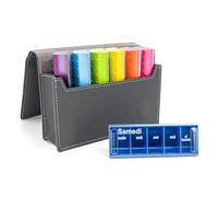 Anabox - Pilulier Semainier de Luxe Arc-en-Ciel - 7 Jours - 5 Cases par Jour - Étui Inclus - Format Voyage avec 7 Piluliers Détachables - Solide et Pratique - Sans BPA
