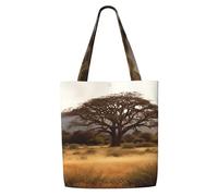 ANABPRMA Africa Tree Sac fourre-tout en toile pour femme - Sac à bandoulière réutilisable, grand sac à main avec fermeture à bouton, Arbre d'Afrique, Taille unique