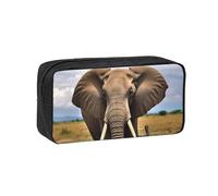 ANABPRMA Austin Texas Grande trousse à crayons en tissu Oxford avec fermeture éclair pour école, bureau, voyage, Éléphant d'animaux sauvages africains, Taille unique, Pochette à monnaie