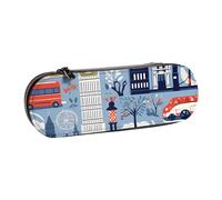 ANABPRMA Barber Shop Trousse à crayons rigide en cuir de style monochrome avec fermeture éclair multi-usage pour papeterie, maquillage ou petits accessoires, Symboles de l'Angleterre, Taille unique