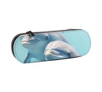 ANABPRMA Barber Shop Trousse à crayons rigide en cuir de style monochrome avec fermeture éclair multi-usage pour papeterie, maquillage ou petits accessoires, Winter the Dauphin, Taille unique, Trousse