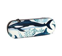 ANABPRMA Barber Shop Trousse à crayons rigide en cuir de style monochrome avec fermeture éclair multi-usage pour papeterie, maquillage ou petits accessoires, Baleine tueuse., Taille unique, Trousse de