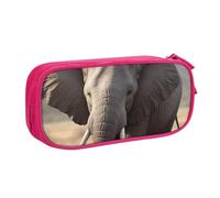 ANABPRMA Big Ears Trousse à crayons éléphant de grande capacité avec 2 poches principales zippées, organiseur multifonction pour l'école, le bureau, les voyages, rose, Taille unique, Trousse de beauté
