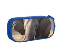 ANABPRMA Big Ears Trousse à crayons éléphant de grande capacité avec 2 poches principales zippées, organiseur multifonction pour l'école, le bureau, les voyages, bleu, Taille unique, Trousse de beauté