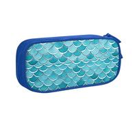ANABPRMA Blue Waves Squama Trousse à crayons à motif écailles de sirène, grande capacité, double couche, avec 2 poches principales zippées, organiseur multifonction pour l'école, le bureau, les