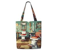 ANABPRMA Book Wave Sac fourre-tout en toile imprimée pour femme - Sac à bandoulière réutilisable, grand sac à main avec fermeture à bouton, Barber Shop., Taille unique