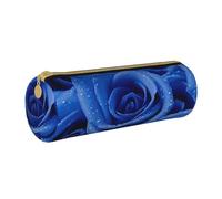 ANABPRMA Brown Bear Trousse cylindrique en cuir pour fournitures scolaires et de bureau avec fermeture éclair, Bleu Rose, Taille unique, Pochette à monnaie