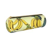 ANABPRMA Brown Bear Trousse cylindrique en cuir pour fournitures scolaires et de bureau avec fermeture éclair, Imprimé banane., Taille unique, Pochette à monnaie