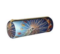 ANABPRMA Brown Bear Trousse cylindrique en cuir pour fournitures scolaires et de bureau avec fermeture éclair, Amusement Ride, Taille unique, Pochette à monnaie