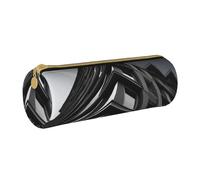 ANABPRMA Brown Bear Trousse cylindrique en cuir pour fournitures scolaires et de bureau avec fermeture éclair, Toit architecture, Taille unique, Pochette à monnaie