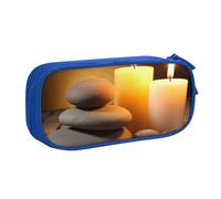 ANABPRMA Candles and Stone Trousse à crayons grande capacité double couche avec 2 poches principales zippées Organiseur multifonction pour l'école, le bureau, les voyages, bleu, Taille unique, Trousse