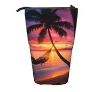 ANABPRMA Deer Art Trousse télescopique réglable avec fermeture éclair Oxford pour l'école et le bureau, Coco Beach Sunset Hamac, Taille unique, Pochette à monnaie