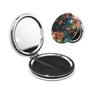 ANABPRMA Fantasy Floral Magic Miroir de poche portable double face PU compact avec grossissement pour voyage