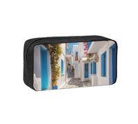 ANABPRMA Grande trousse à crayons avec microphone de karaoké en tissu Oxford avec fermeture éclair pour l'école, le bureau, les voyages, Grèce Street, Taille unique, Pochette à monnaie