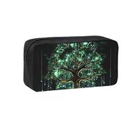 ANABPRMA Grande trousse à crayons en tissu Oxford avec fermeture éclair pour l'école, le bureau, les voyages, Arbre vert magique, Taille unique, Pochette à monnaie