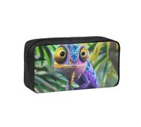 ANABPRMA Grande trousse à crayons en tissu Oxford avec fermeture éclair pour l'école, le bureau, les voyages, Adorable caméléon., Taille unique, Pochette à monnaie