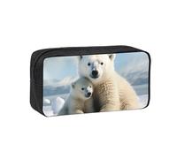 ANABPRMA Grande trousse à crayons en tissu Oxford avec fermeture éclair pour l'école, le bureau, les voyages, Joli ours polaire., Taille unique, Pochette à monnaie