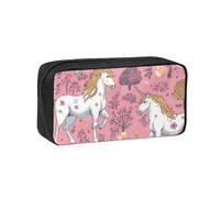 ANABPRMA Grande trousse à crayons en tissu Oxford avec fermeture éclair pour l'école, le bureau, les voyages, Licornes roses., Taille unique, Pochette à monnaie