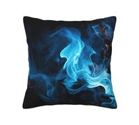 ANABPRMA Housse de coussin en velours côtelé bleu flamme pour canapé - Housse de coussin douce avec fermeture éclair dissimulée
