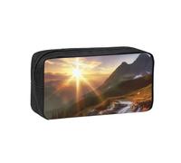 ANABPRMA Last Sun Rays Grande trousse à crayons en tissu Oxford avec fermeture éclair pour école, bureau, voyage, Paysage de lever du soleil de montagne, Taille unique, Pochette à monnaie