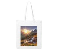 ANABPRMA Last Sun Rays Sac fourre-tout en toile réutilisable pour femme Grande capacité, Paysage de lever du soleil de montagne, Taille unique