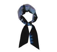 ANABPRMA Longue écharpe en satin à motif de fleurs tropicales pour femme - Doux et soyeux - Accessoire pour cheveux ou sac - Bandeau léger pour un usage quotidien, Moonlit River, taille unique