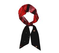 ANABPRMA Longue écharpe en satin bleu vif et doré pour femme - Accessoire doux et soyeux pour cheveux ou sac - Bandeau léger pour un usage quotidien, Roses rouges., taille unique