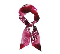 ANABPRMA Longue écharpe en satin bleu vif et doré pour femme - Accessoire doux et soyeux pour cheveux ou sac - Bandeau léger pour un usage quotidien, Cerises rouges., taille unique