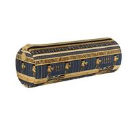 ANABPRMA Magical Design Trousse cylindrique en cuir avec fermeture éclair Motif runes nordiques, Fresques pharaoniques égyptiennes, Taille unique, Pochette à monnaie