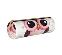 ANABPRMA Magical Design Trousse cylindrique en cuir avec fermeture éclair Motif runes nordiques, Motif hibou, Taille unique, Pochette à monnaie