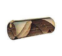 ANABPRMA Magical Design Trousse cylindrique en cuir avec fermeture éclair Motif runes nordiques, Rêver des pyramides de Khoufu, Taille unique, Pochette à monnaie
