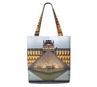 ANABPRMA Music Studio Sac fourre-tout en toile pour femme - Sac à bandoulière réutilisable, grand sac à main avec fermeture à bouton, Musée Louvre à Paris, Taille unique