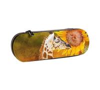 ANABPRMA Native American Tribes Trousse à crayons rigide en cuir avec fermeture éclair multi-usage pour papeterie, maquillage ou petits accessoires, Girafe et tournesol., Taille unique, Trousse de