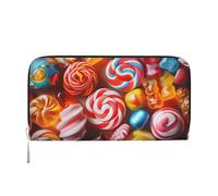 ANABPRMA Night View of The Sea Long portefeuille en cuir pour femme avec fermeture éclair, porte-cartes et poche pour pièces de monnaie, rose bonbon, Taille unique