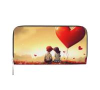 ANABPRMA Portefeuille long en cuir pour femme avec fermeture éclair, porte-cartes et poche pour pièces de monnaie, Couple d'amour, Taille unique