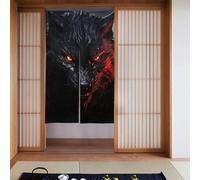 ANABPRMA Rideau de porte en polyester à suspendre avec grand loup noir aux yeux rouges 86 x 143 cm